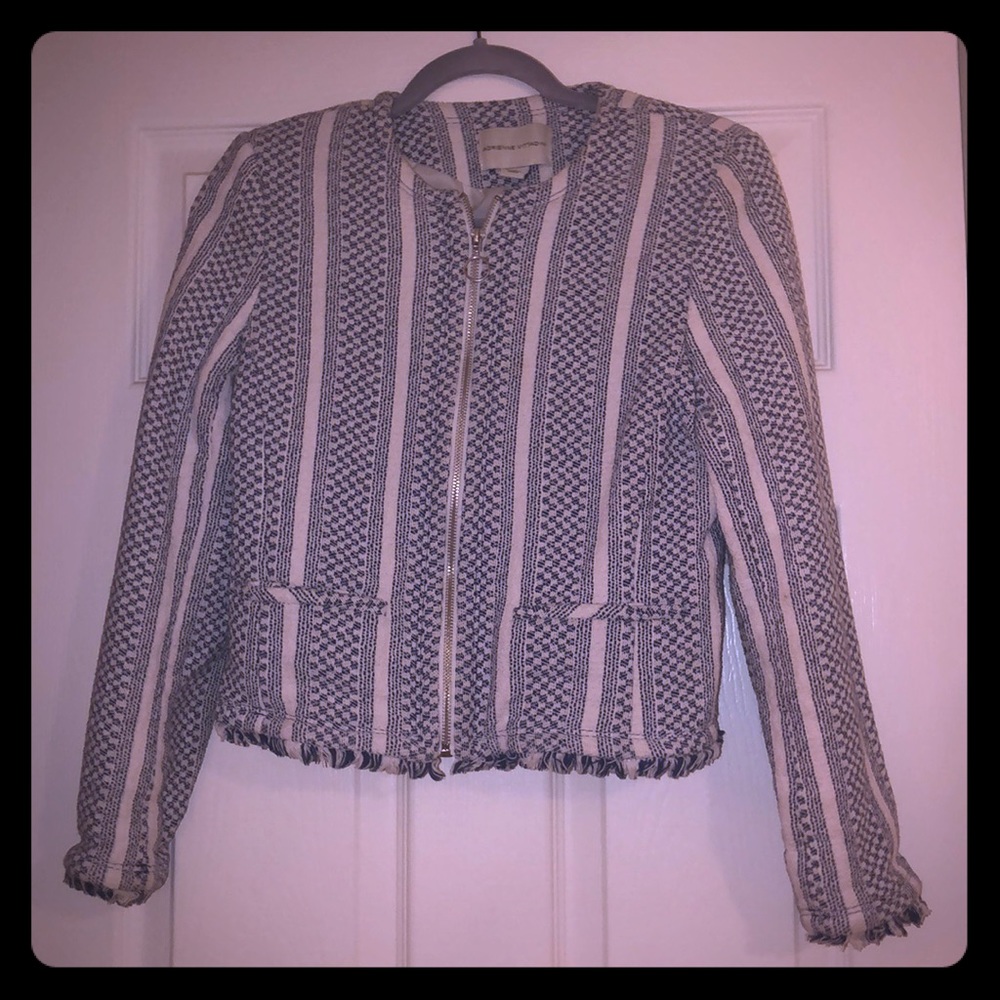 Blue and white bomber jacket